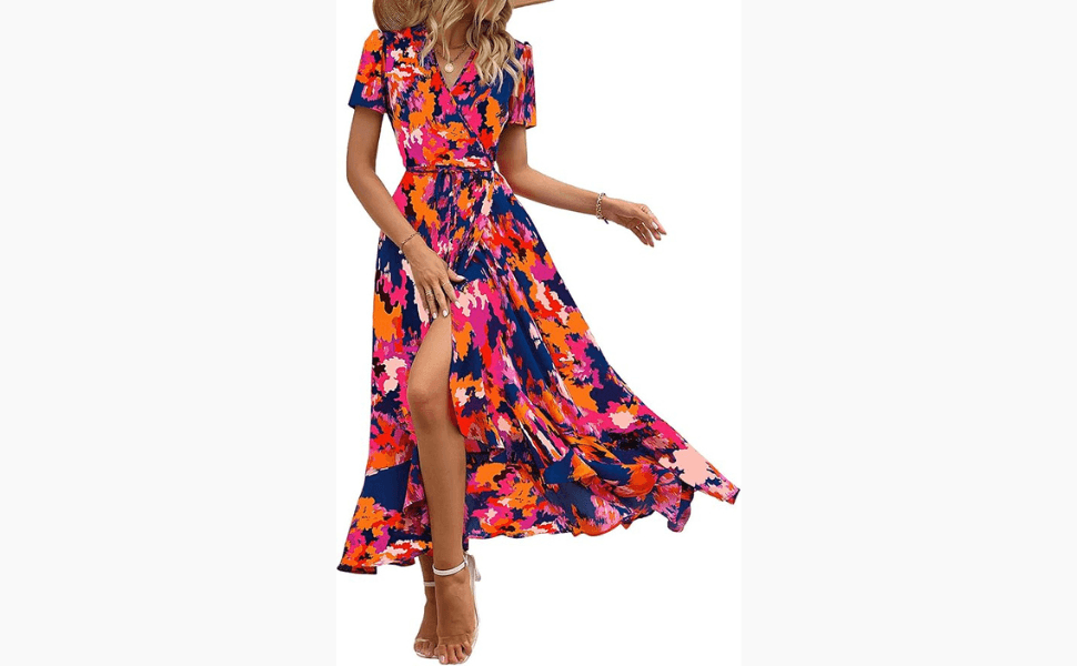 PRETTYGARDEN Summer Wrap Maxi Dress